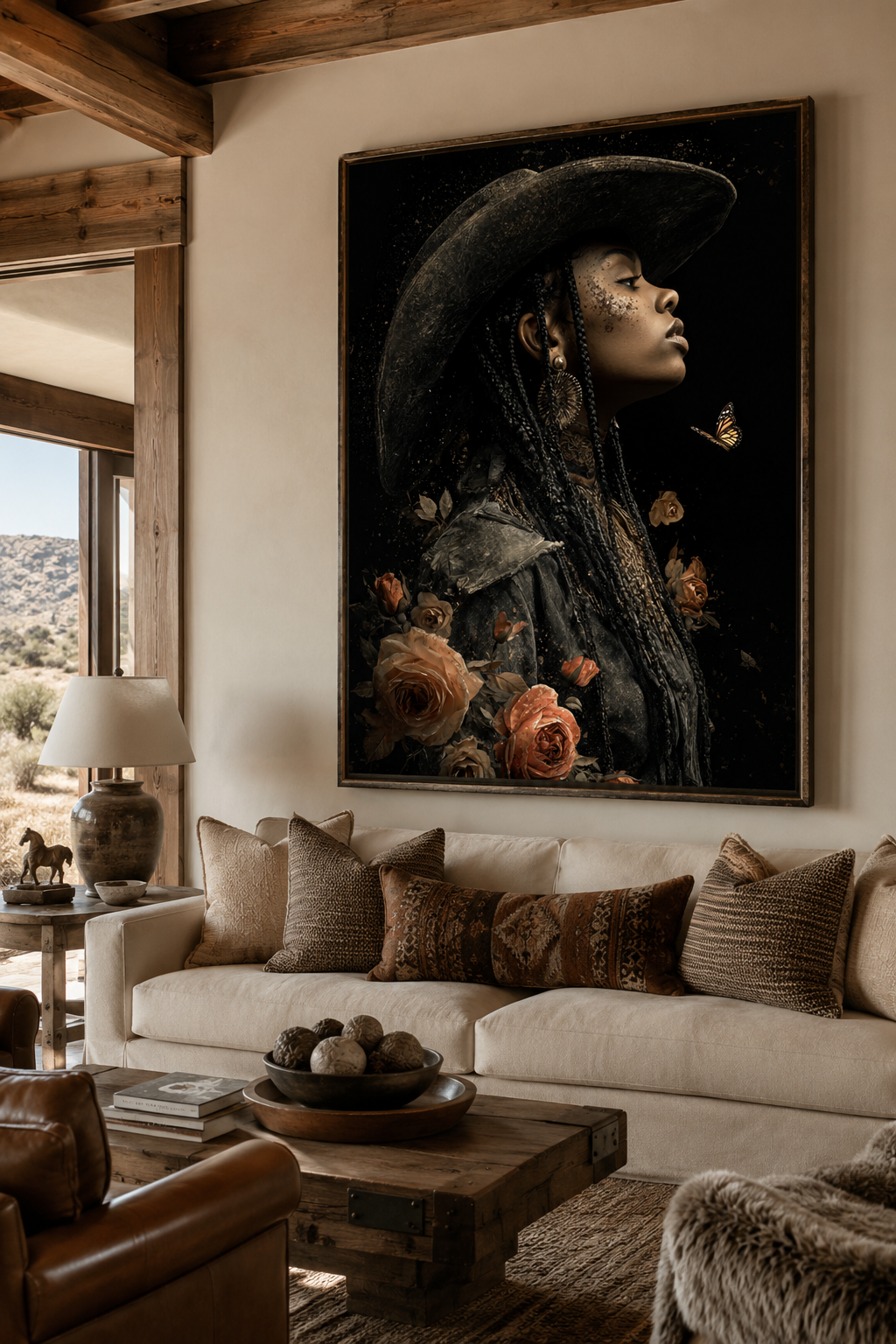 Black Cowgirl Wall Art | Luxury Western Canvas Print