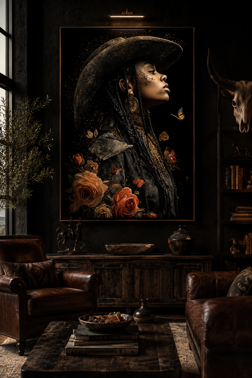 Black Cowgirl Wall Art | Luxury Western Canvas Print