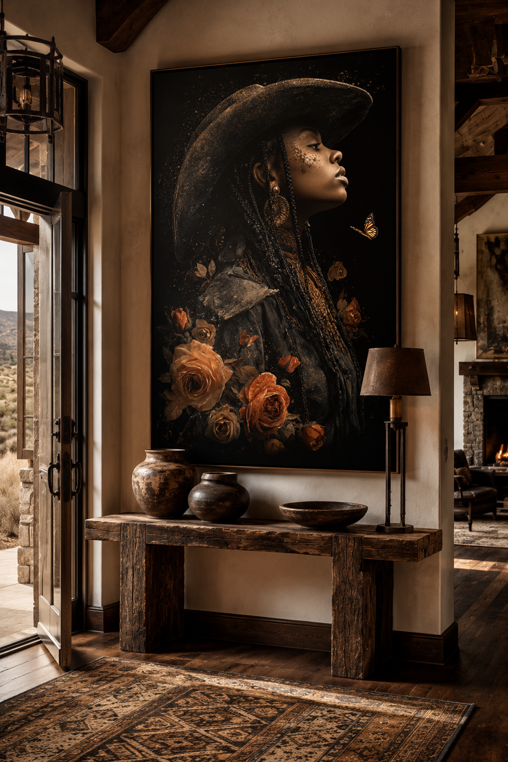 Black Cowgirl Wall Art | Luxury Western Canvas Print