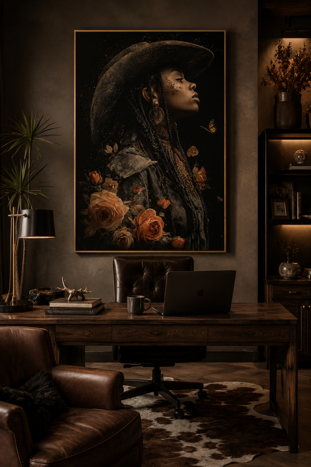 Black Cowgirl Wall Art | Luxury Western Canvas Print