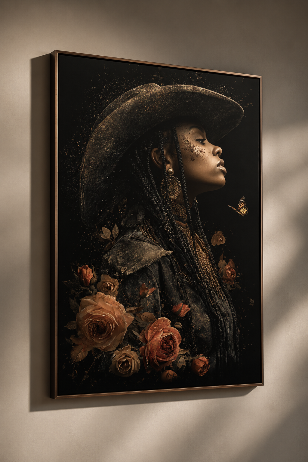 Black Cowgirl Wall Art | Luxury Western Canvas Print