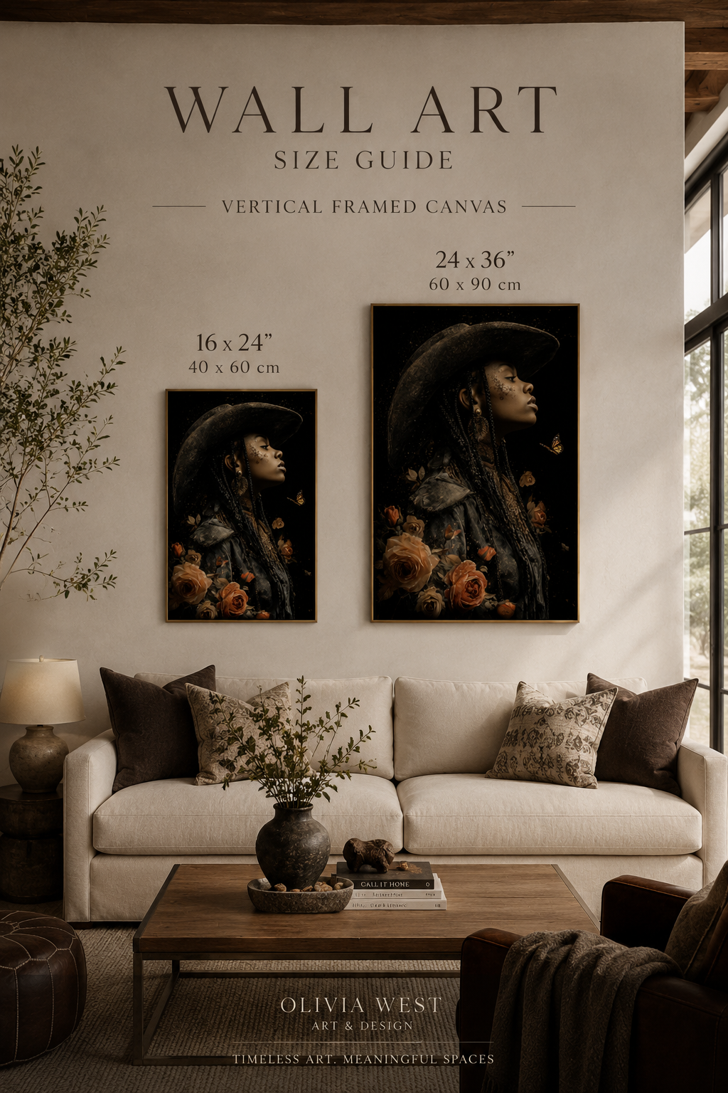 Black Cowgirl Wall Art | Luxury Western Canvas Print