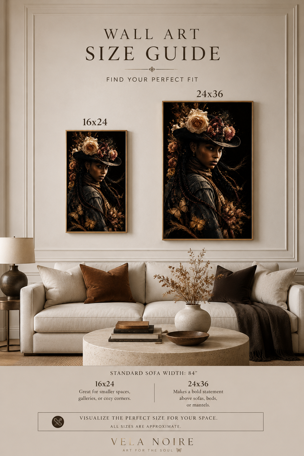 Black Cowgirl Floral Wall Art