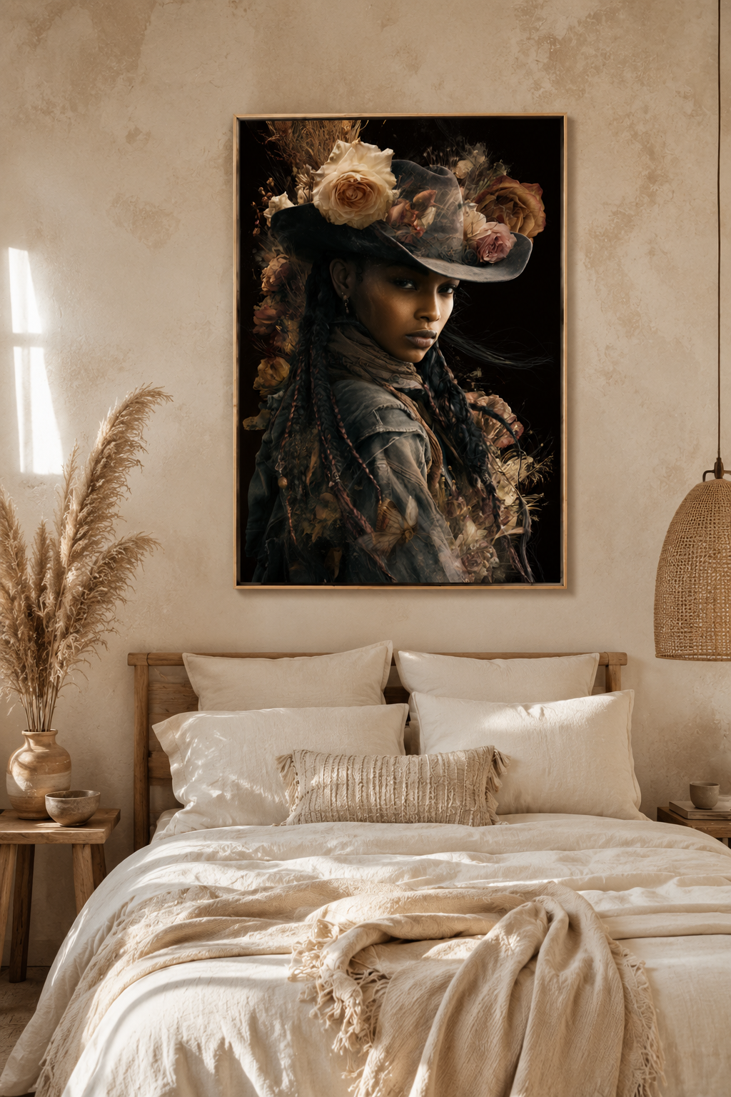 Black Cowgirl Floral Wall Art