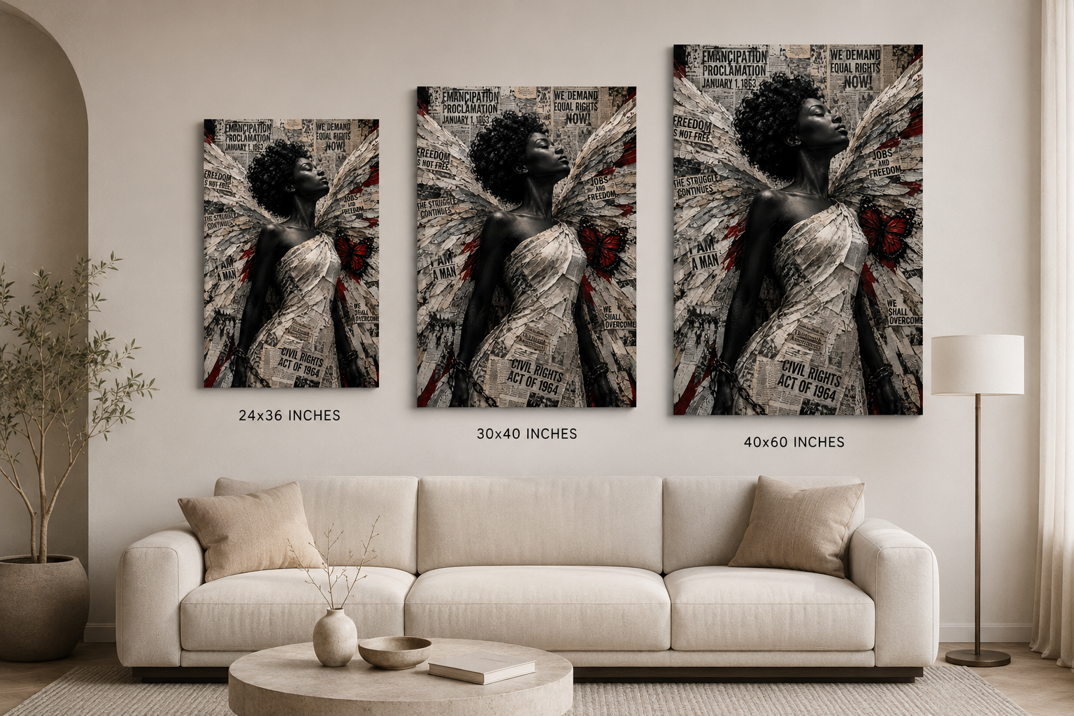 Black Freedom Angel Wall Art