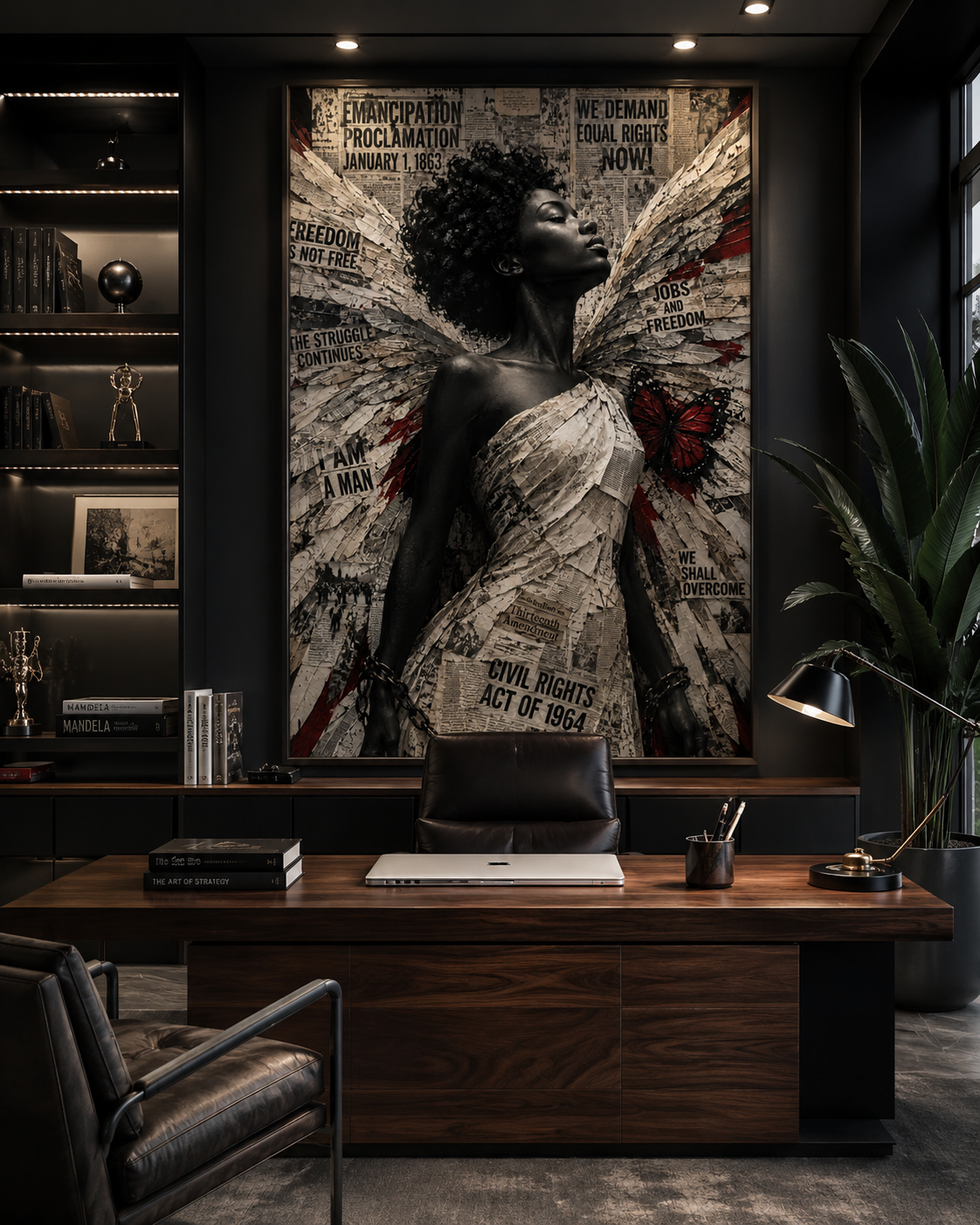 Black Freedom Angel Wall Art