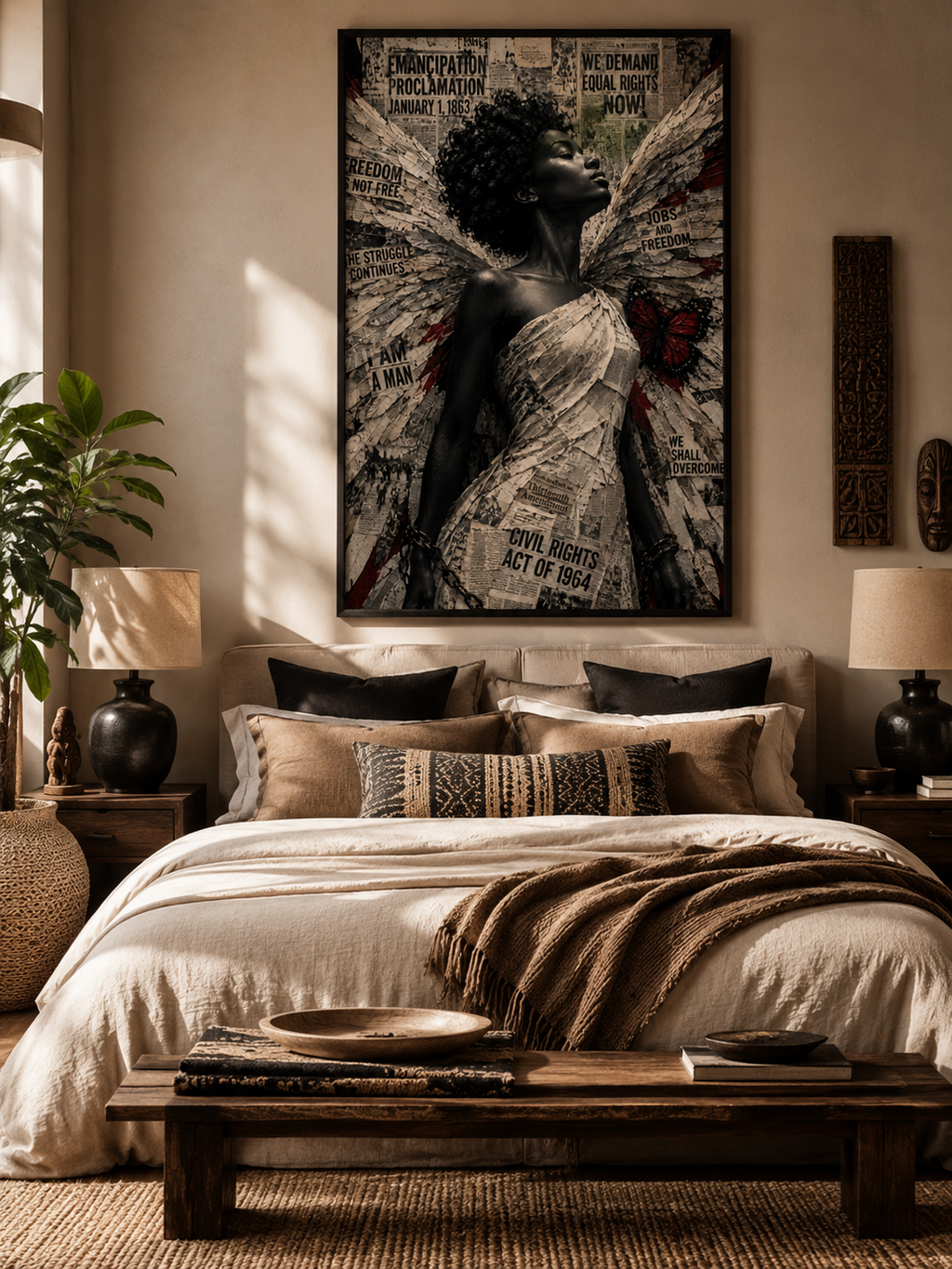 Black Freedom Angel Wall Art