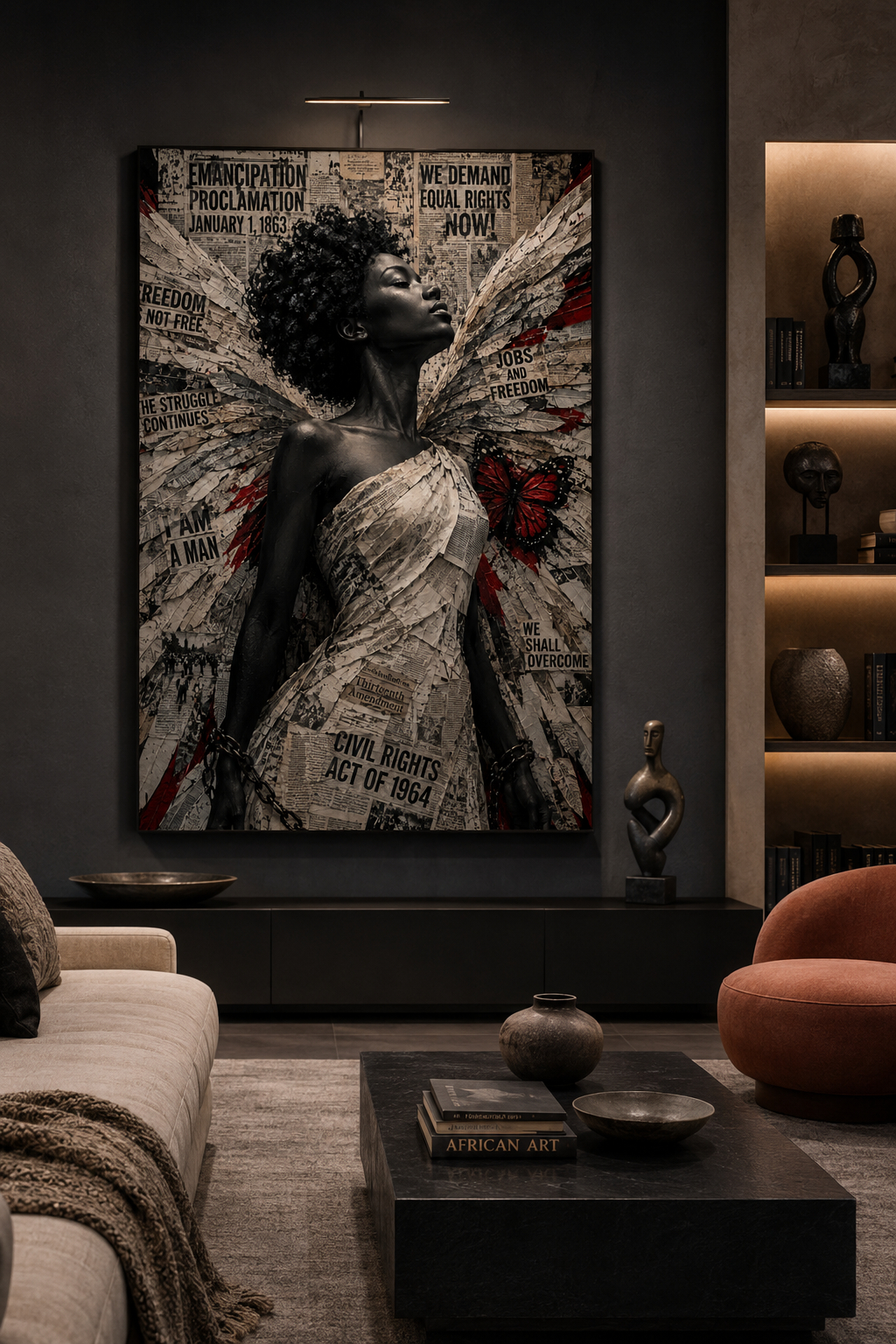Black Freedom Angel Wall Art