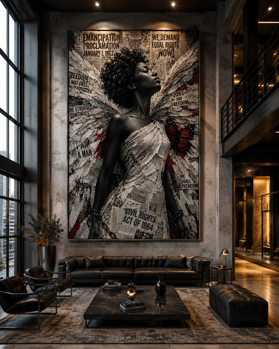 Black Freedom Angel Wall Art