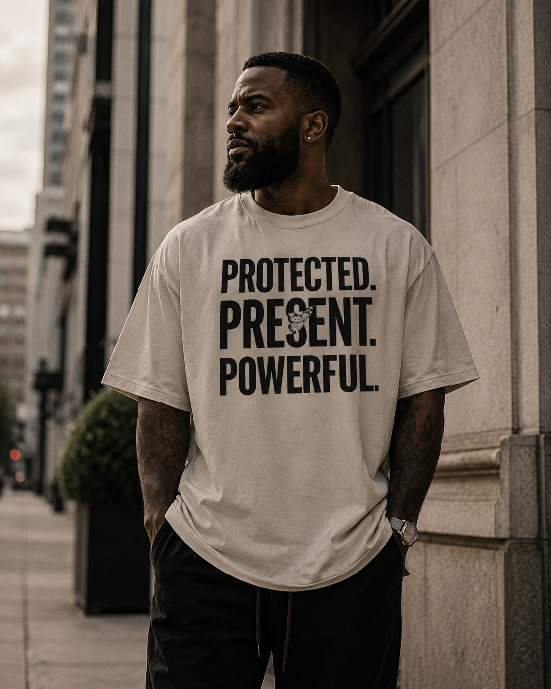 Protected Present Powerful heavyweight fatherhood graphic tee
Black fatherhood streetwear shirt for dads
Inspirational Black dad heavyweight graphic tee
Premium fatherhood empowerment t-shirt
Black father leadership graphic shirt
Heavyweight fatherhood streetwear apparel