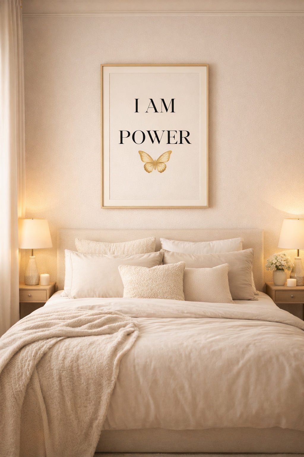 I Am Power Wall Art – Minimalist Affirmation Print, Black Empowerment Quote Decor, Afrocentric Motivational Wall Art