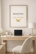 Rooted in Greatness Wall Art – Minimalist Affirmation Print, Black Empowerment Quote Decor, Afrocentric Motivational Wall Art