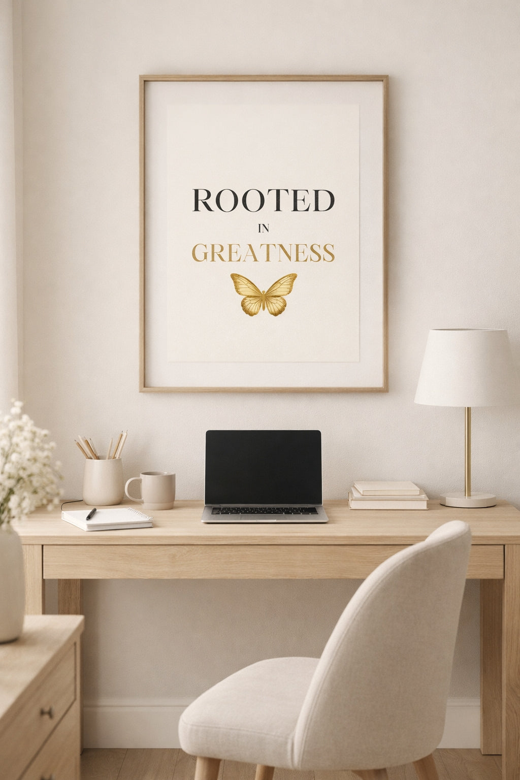 Rooted in Greatness Wall Art – Minimalist Affirmation Print, Black Empowerment Quote Decor, Afrocentric Motivational Wall Art